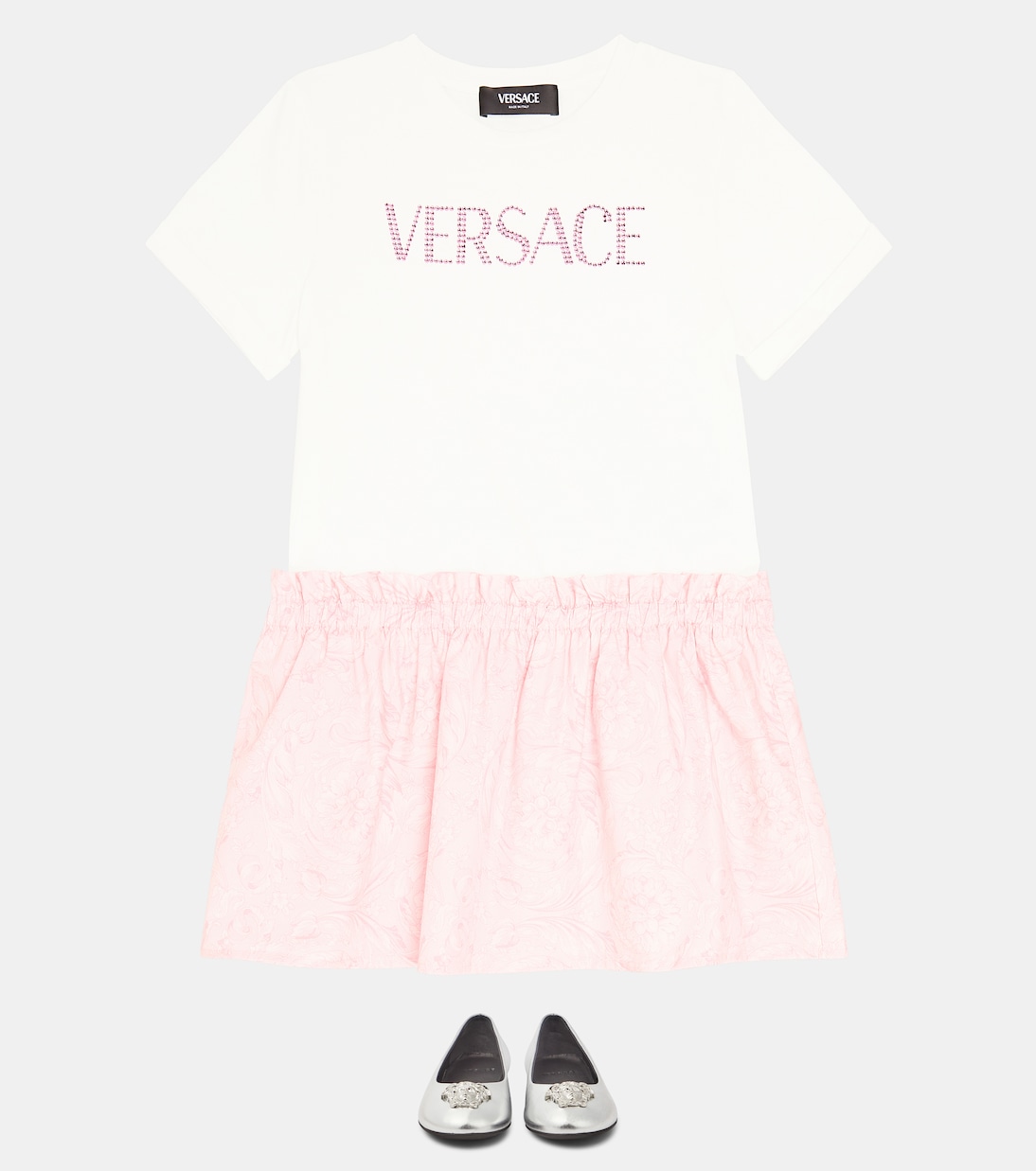 Logo cotton-blend dress | Versace Kids