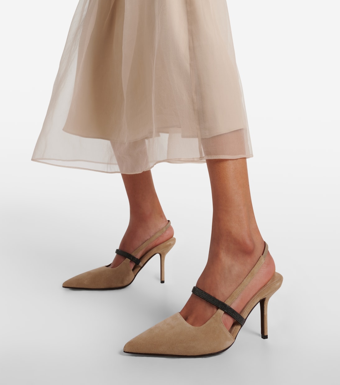 Escarpins Monili en daim à ornements | Brunello Cucinelli