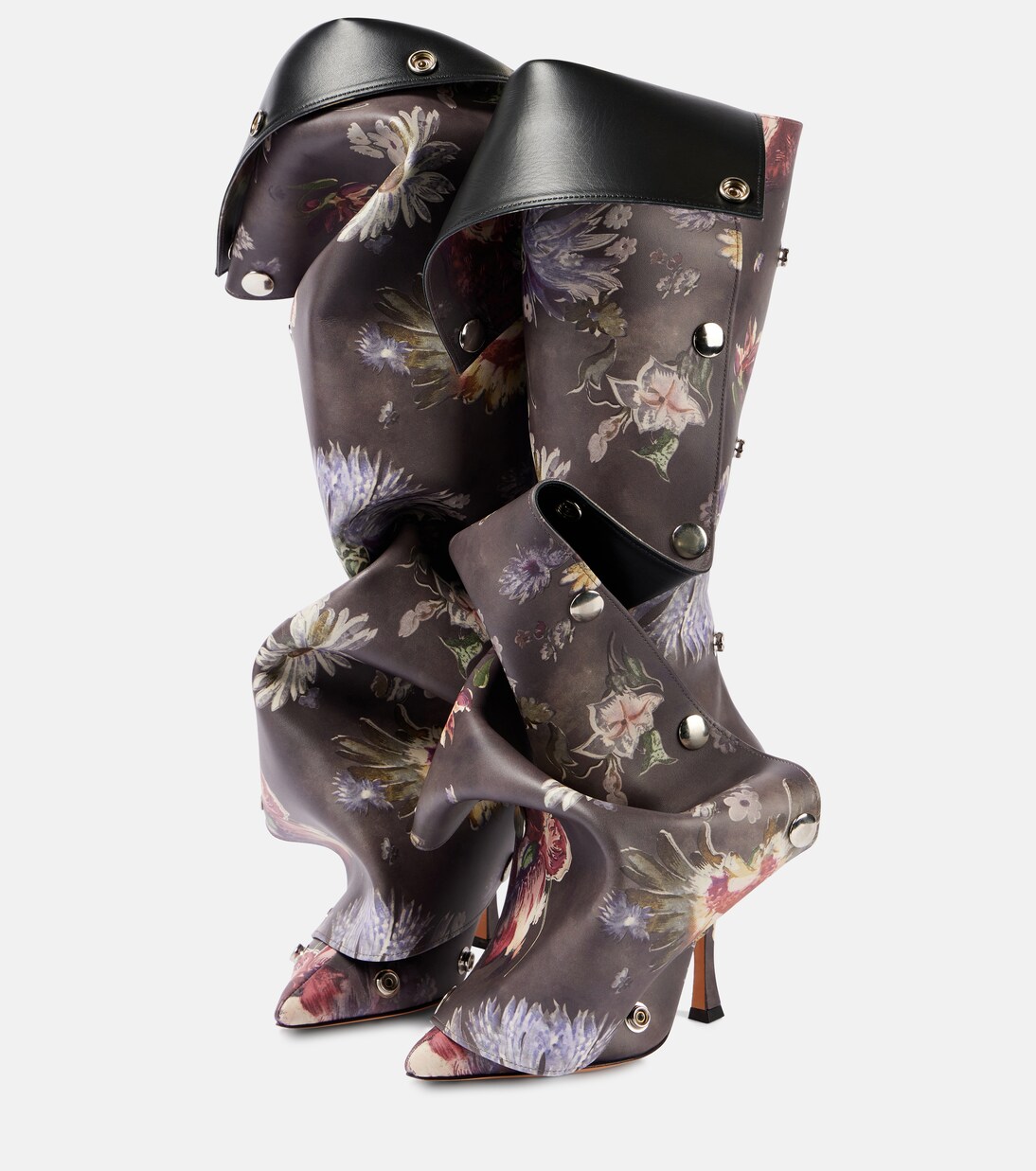 Snap 100 floral leather knee-high boots | Y/Project