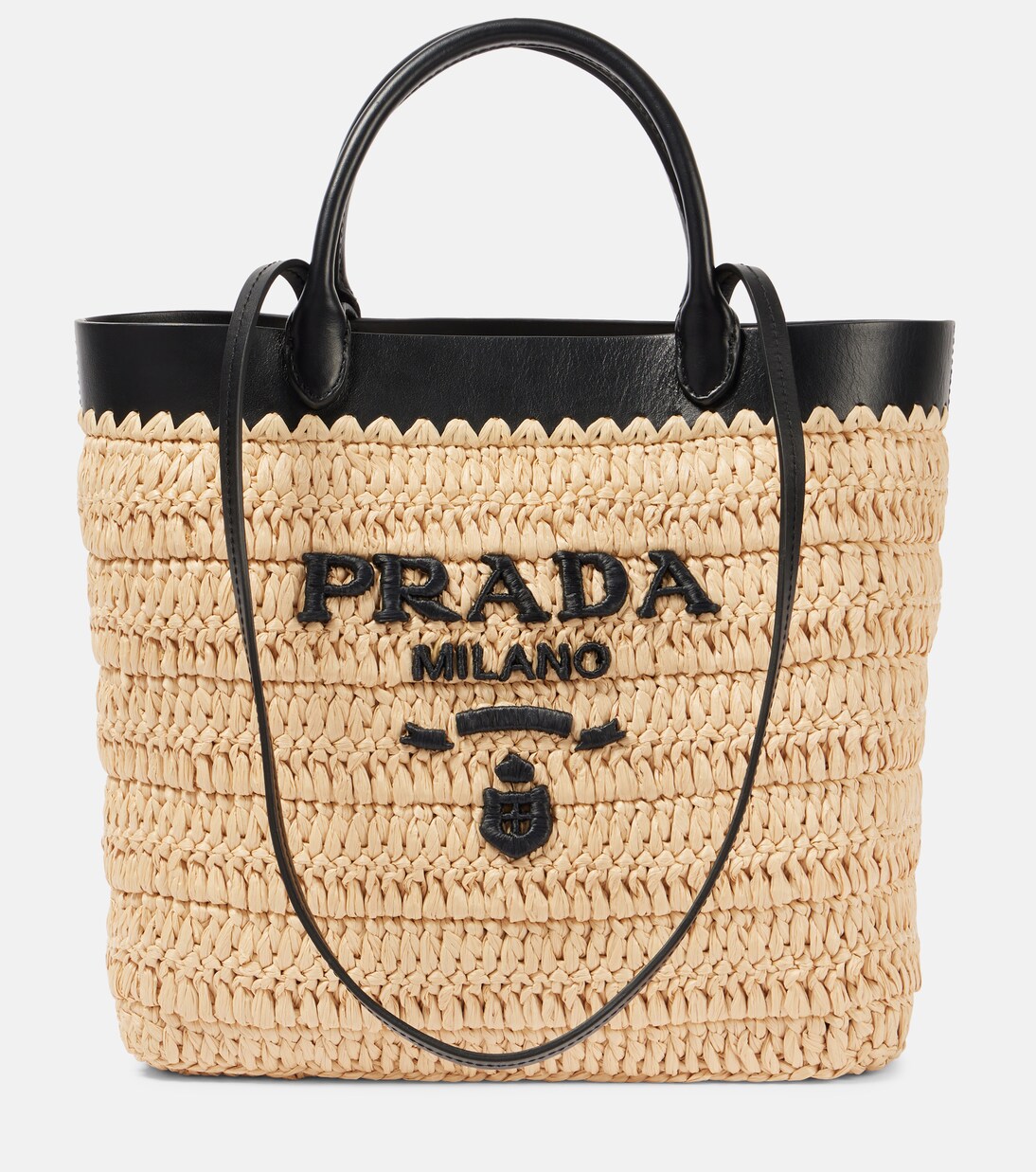 Small crochet raffia-effect tote bag | Prada