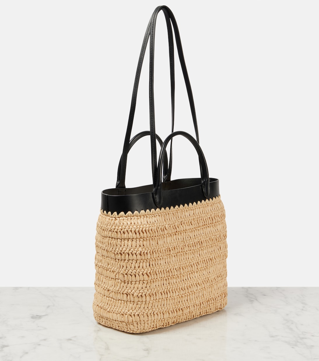 Small crochet raffia-effect tote bag | Prada