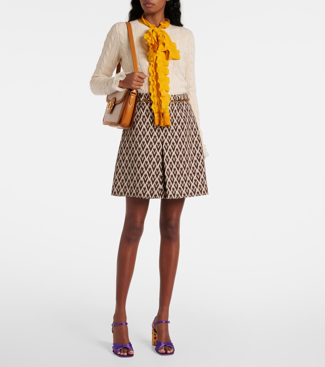 Minifalda Toute La V de lana en jacquard | Valentino