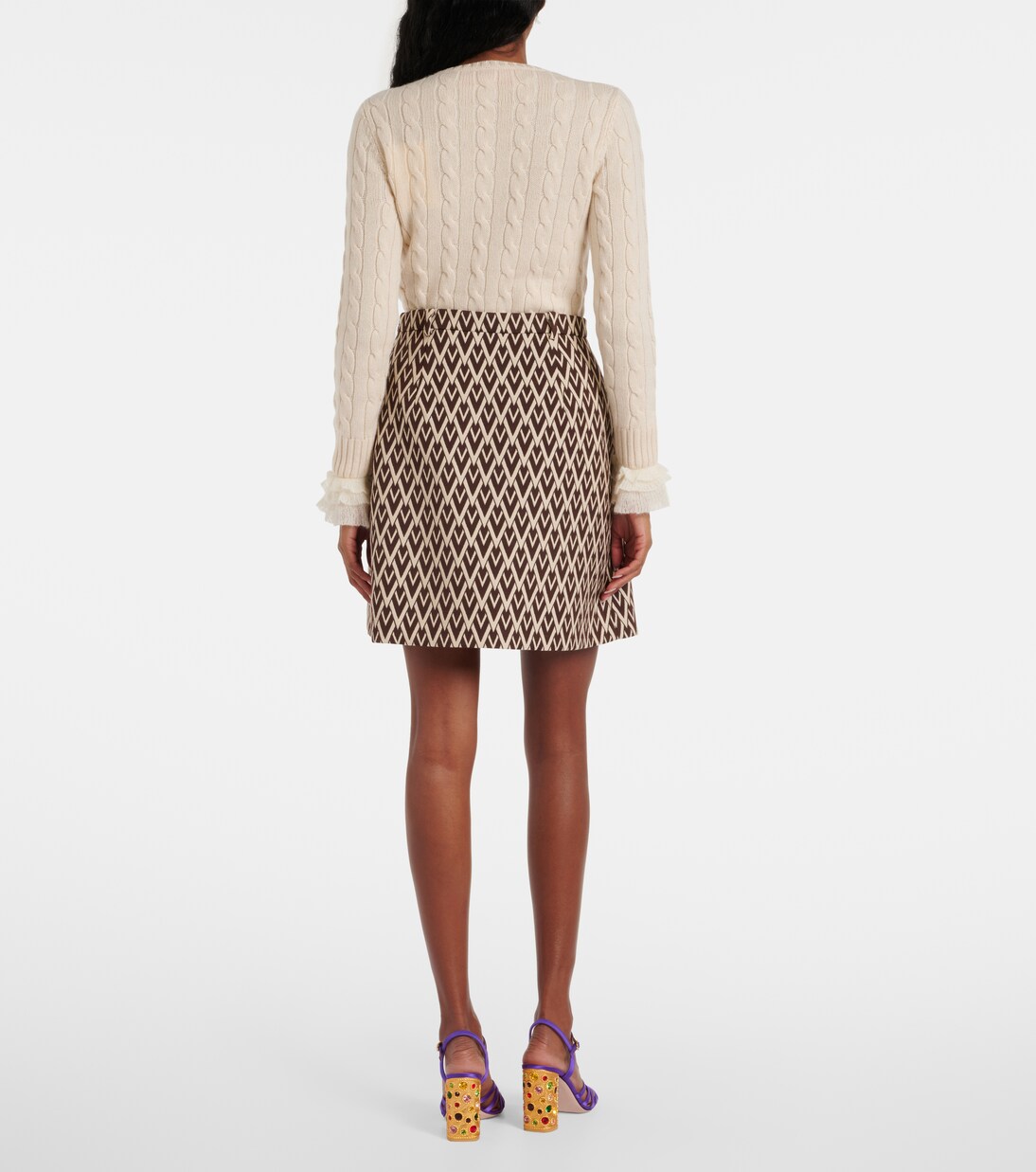 Minifalda Toute La V de lana en jacquard | Valentino