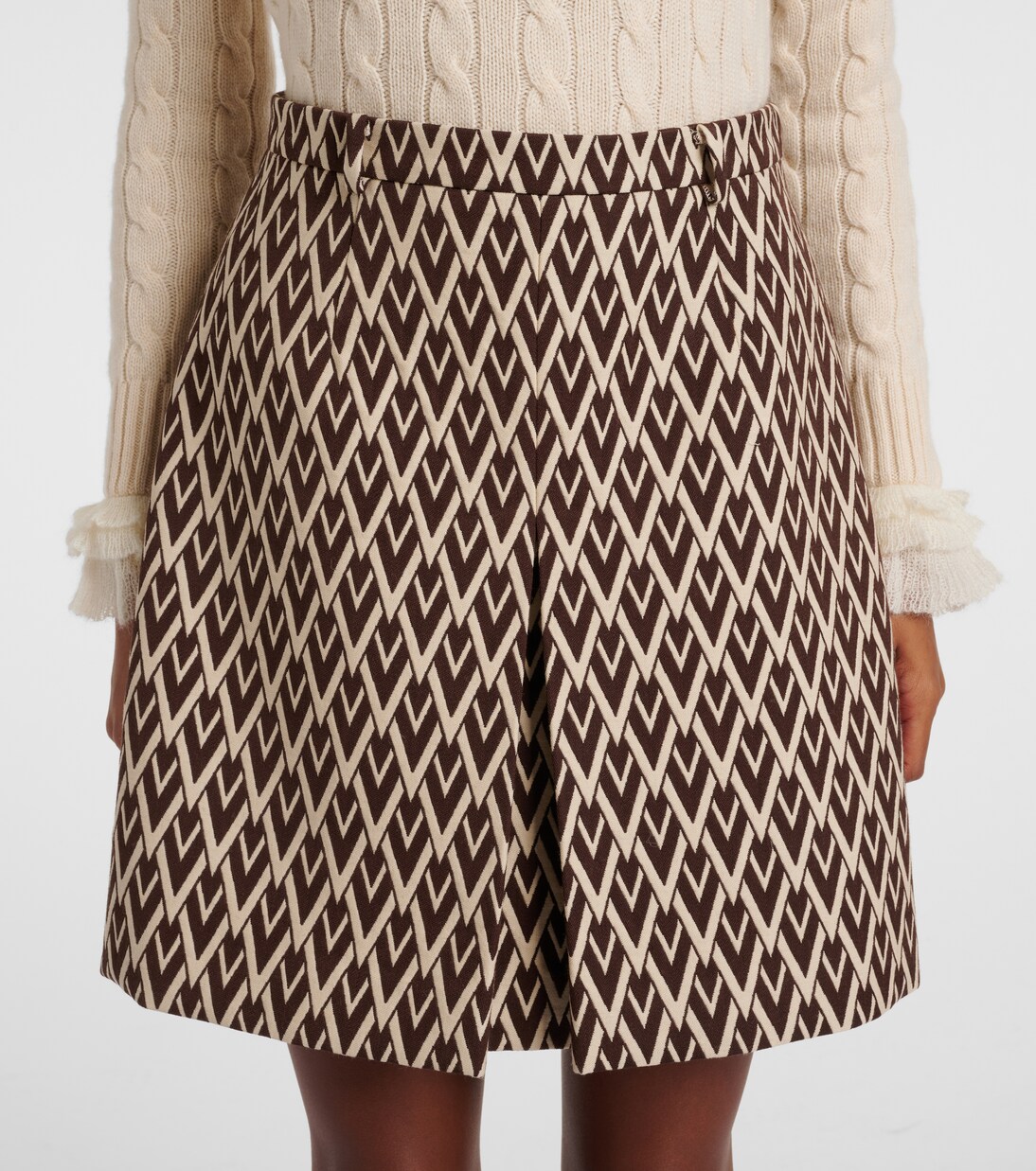 Minifalda Toute La V de lana en jacquard | Valentino