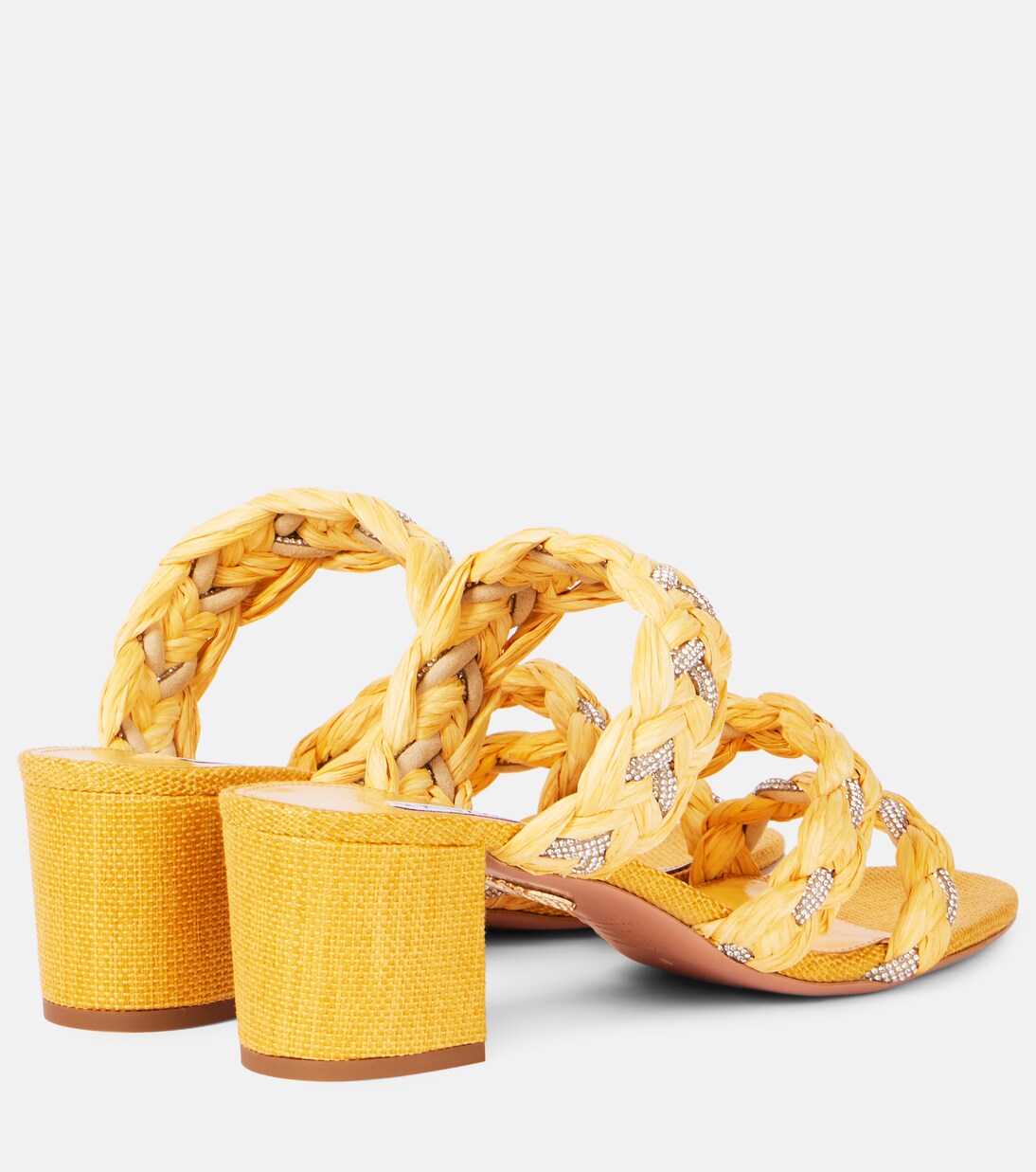 Sandalen Costiera 50 aus Raffiabast mit Kristallen | Aquazzura