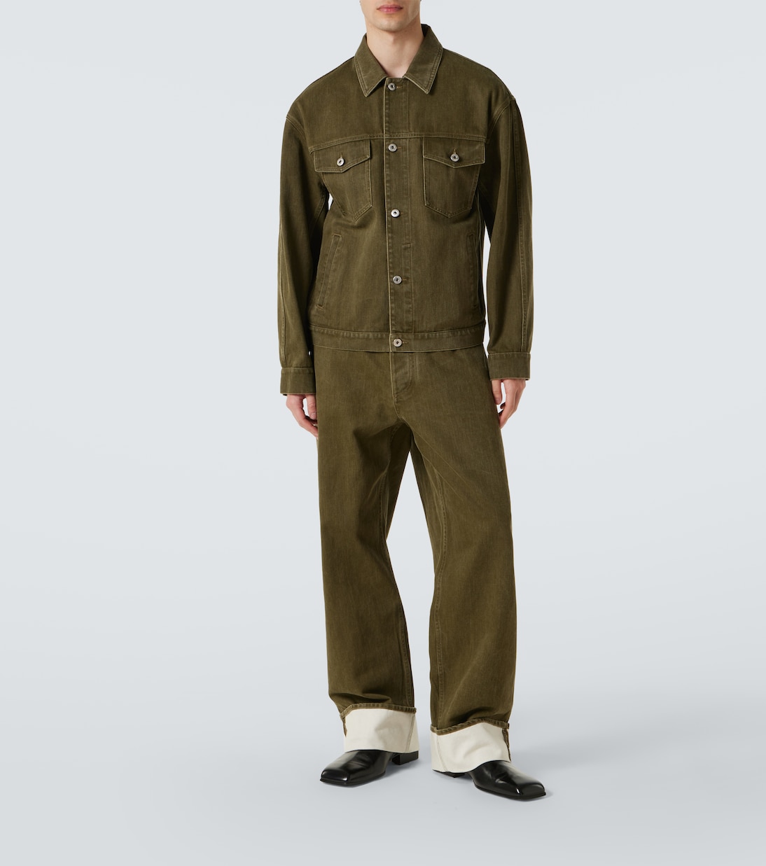 Jeans rectos con piel | Bottega Veneta