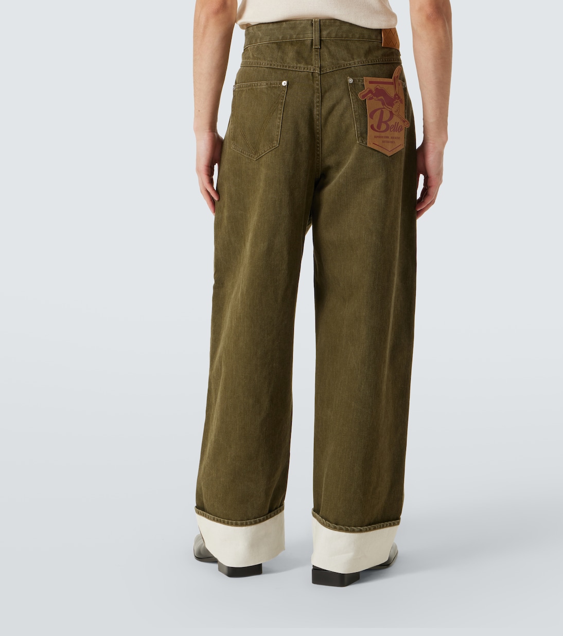 Jeans rectos con piel | Bottega Veneta