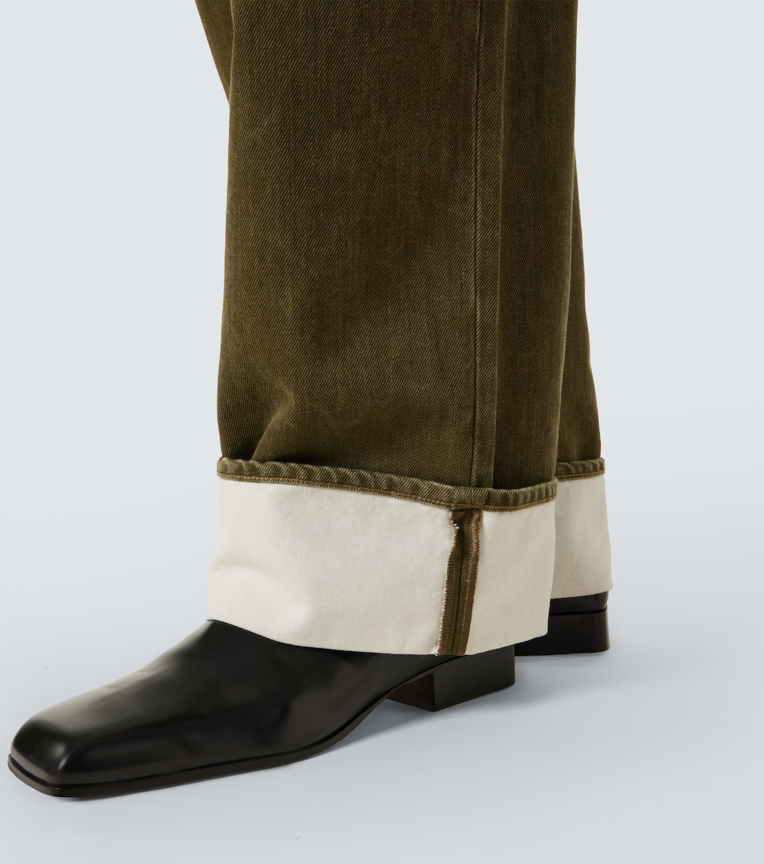 Jeans rectos con piel | Bottega Veneta