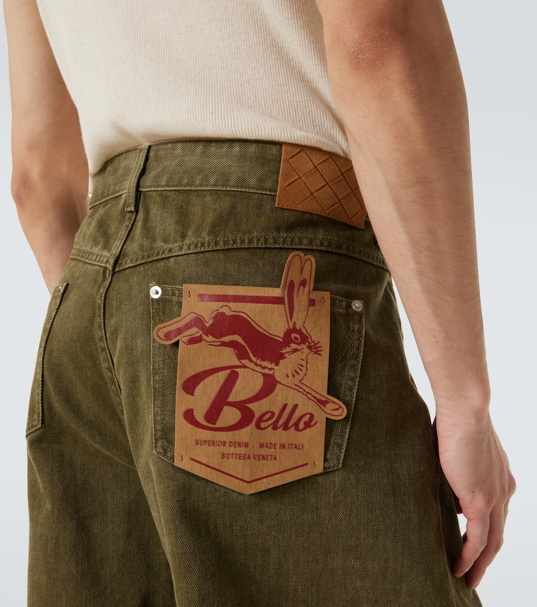 Jeans rectos con piel | Bottega Veneta