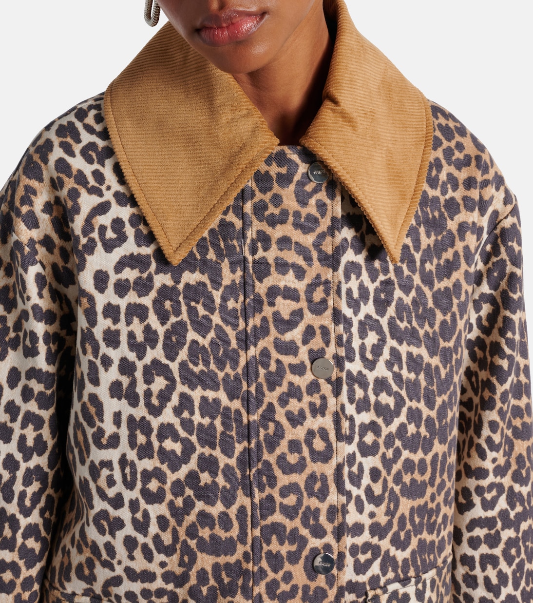 Leopard-print canvas jacket | Ganni