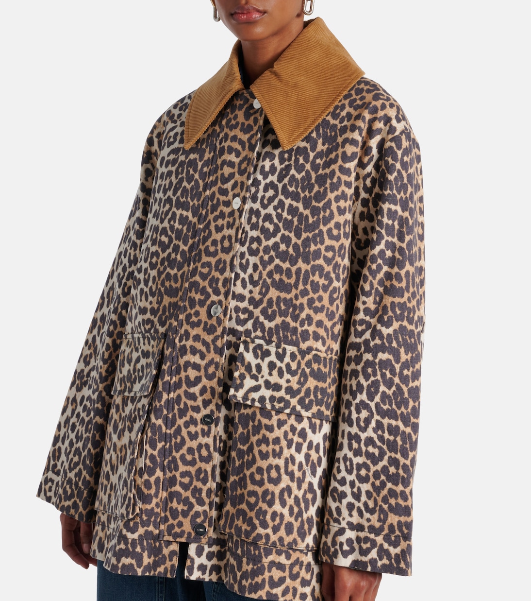 Leopard-print canvas jacket | Ganni