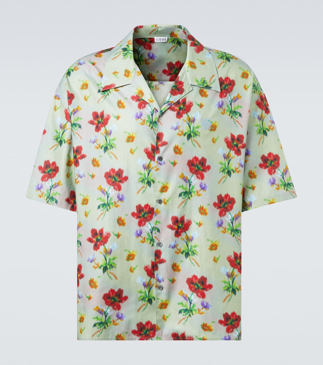 Floral cotton and silk twill bowling shirt | Loewe