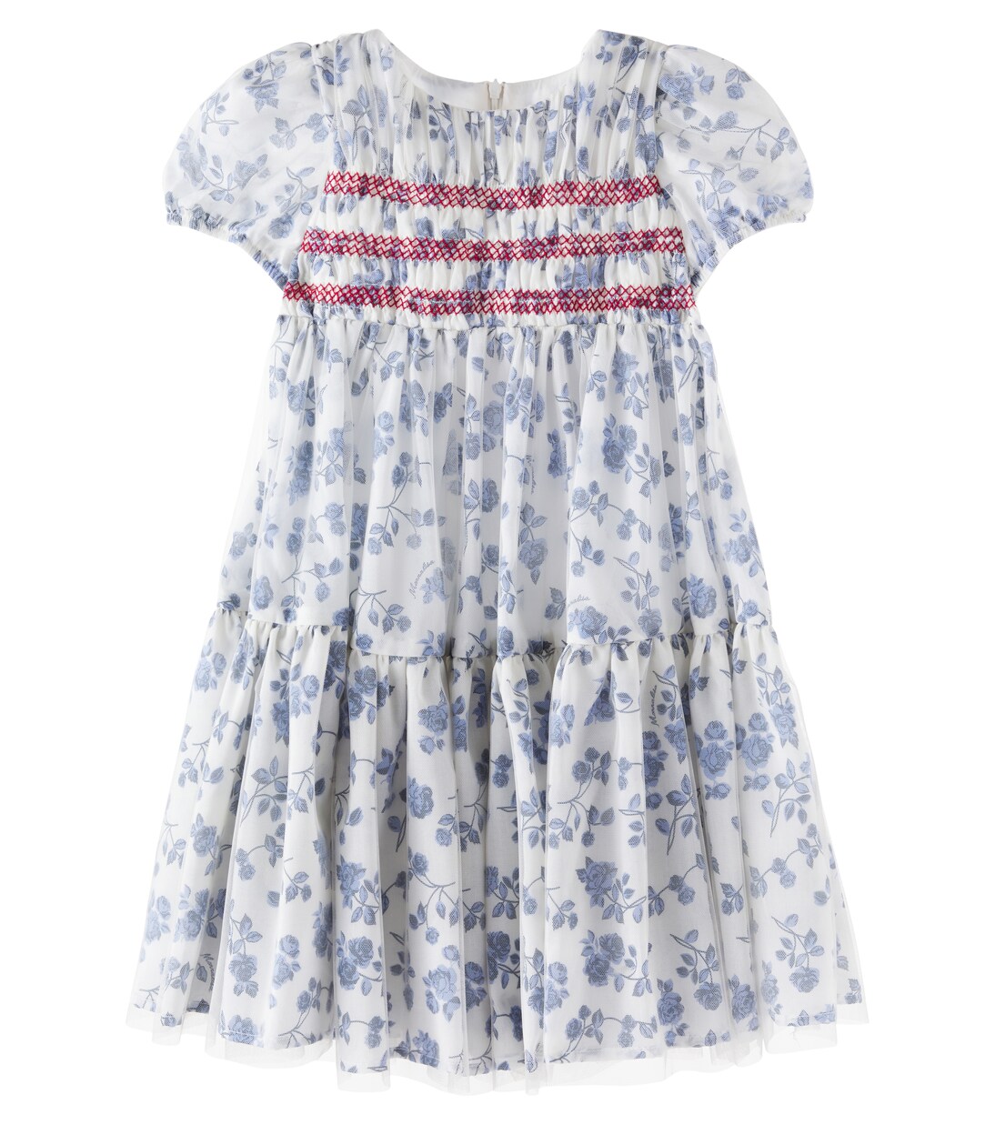 Floral embroidered mesh dress | Monnalisa
