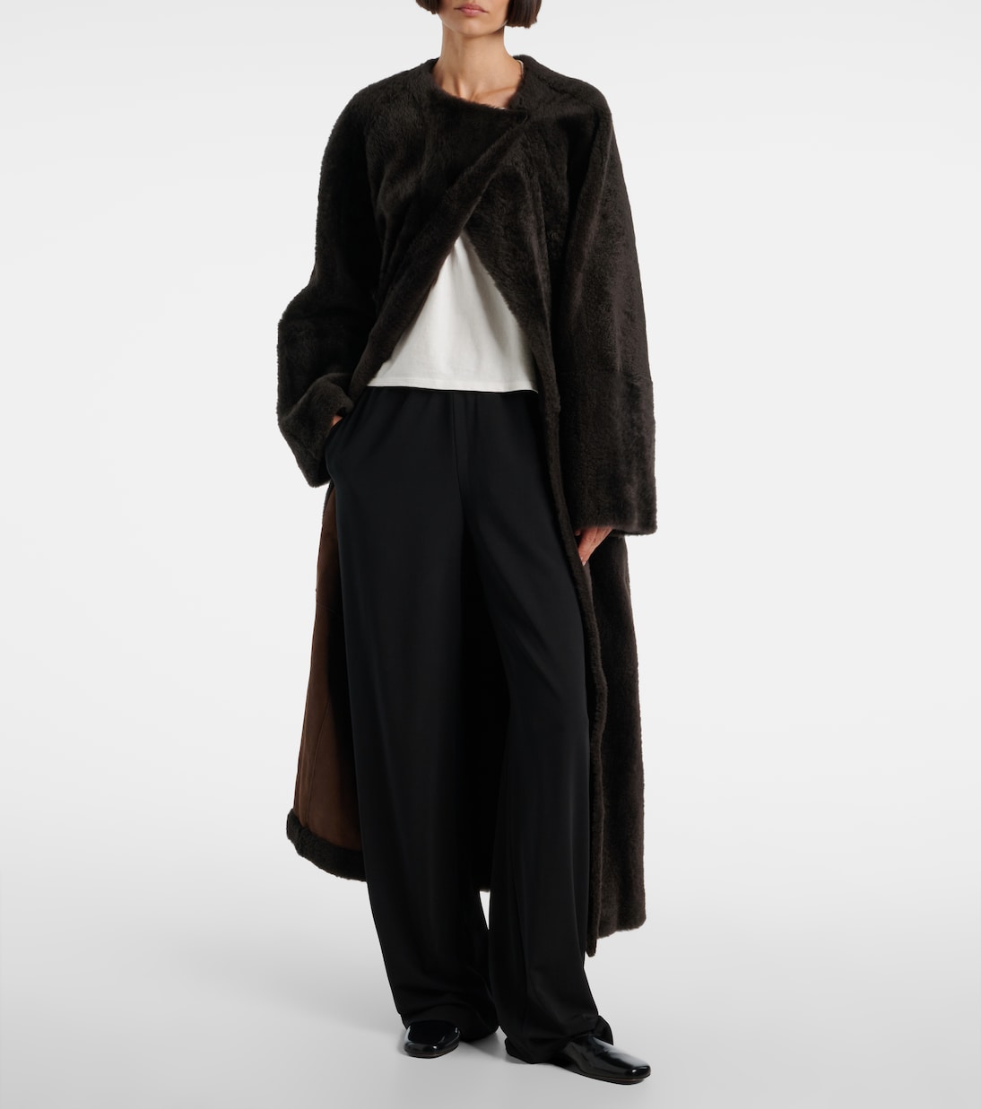 Madelina belted shearling coat | The Row