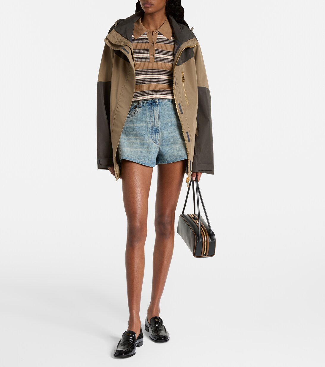 Shorts de denim de tiro alto | Prada