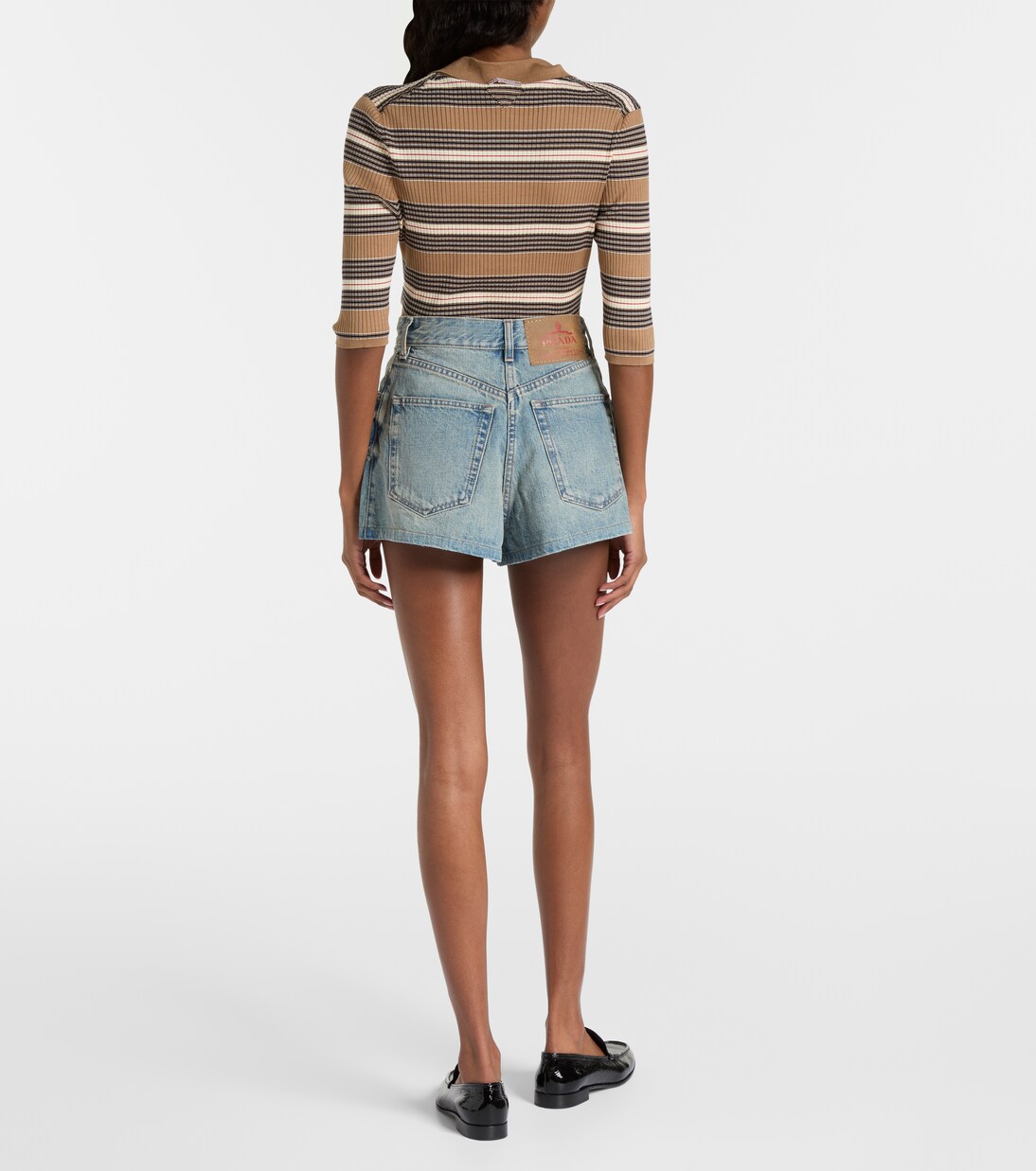 Shorts de denim de tiro alto | Prada