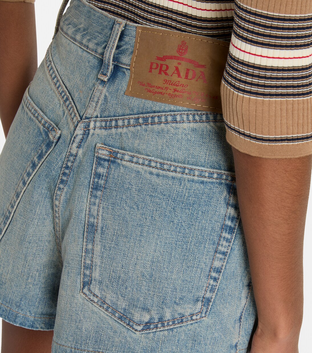 Shorts de denim de tiro alto | Prada