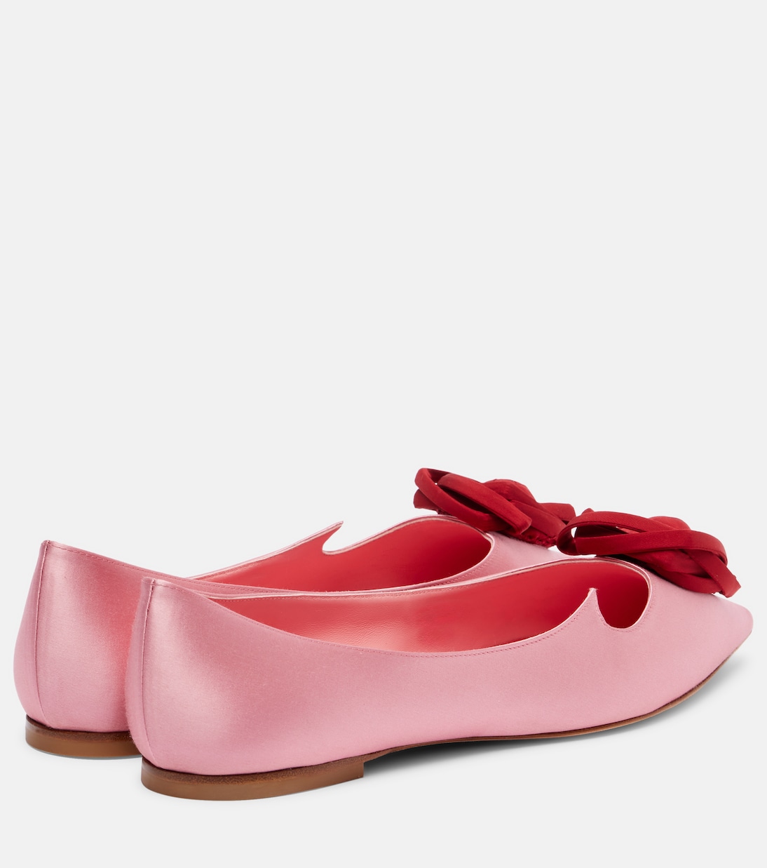I Love Viver floral-appliqué satin ballet flats | Roger Vivier
