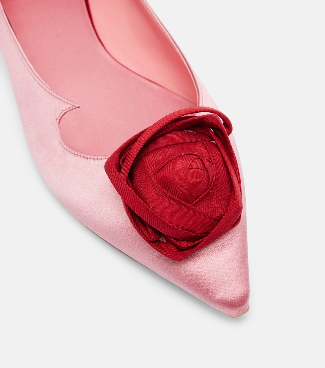 I Love Viver floral-appliqué satin ballet flats | Roger Vivier