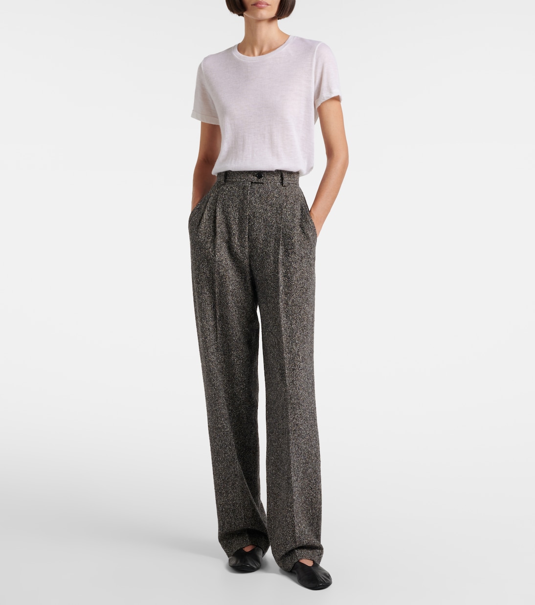 Virgil silk-blend tweed wide-leg pants | The Row
