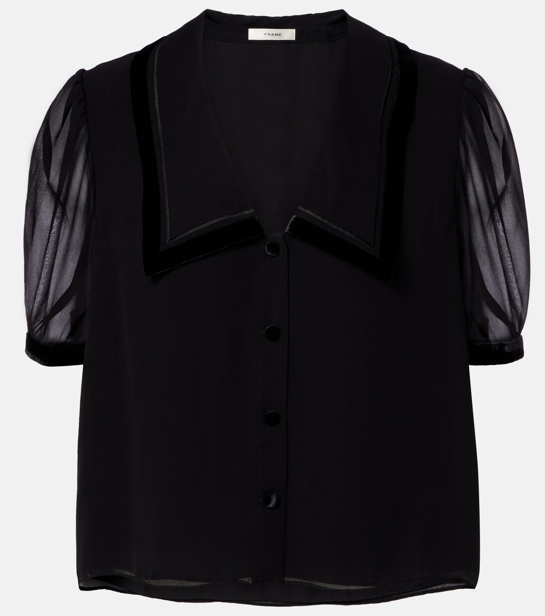 Blouse Sailor en soie et velours  | Frame