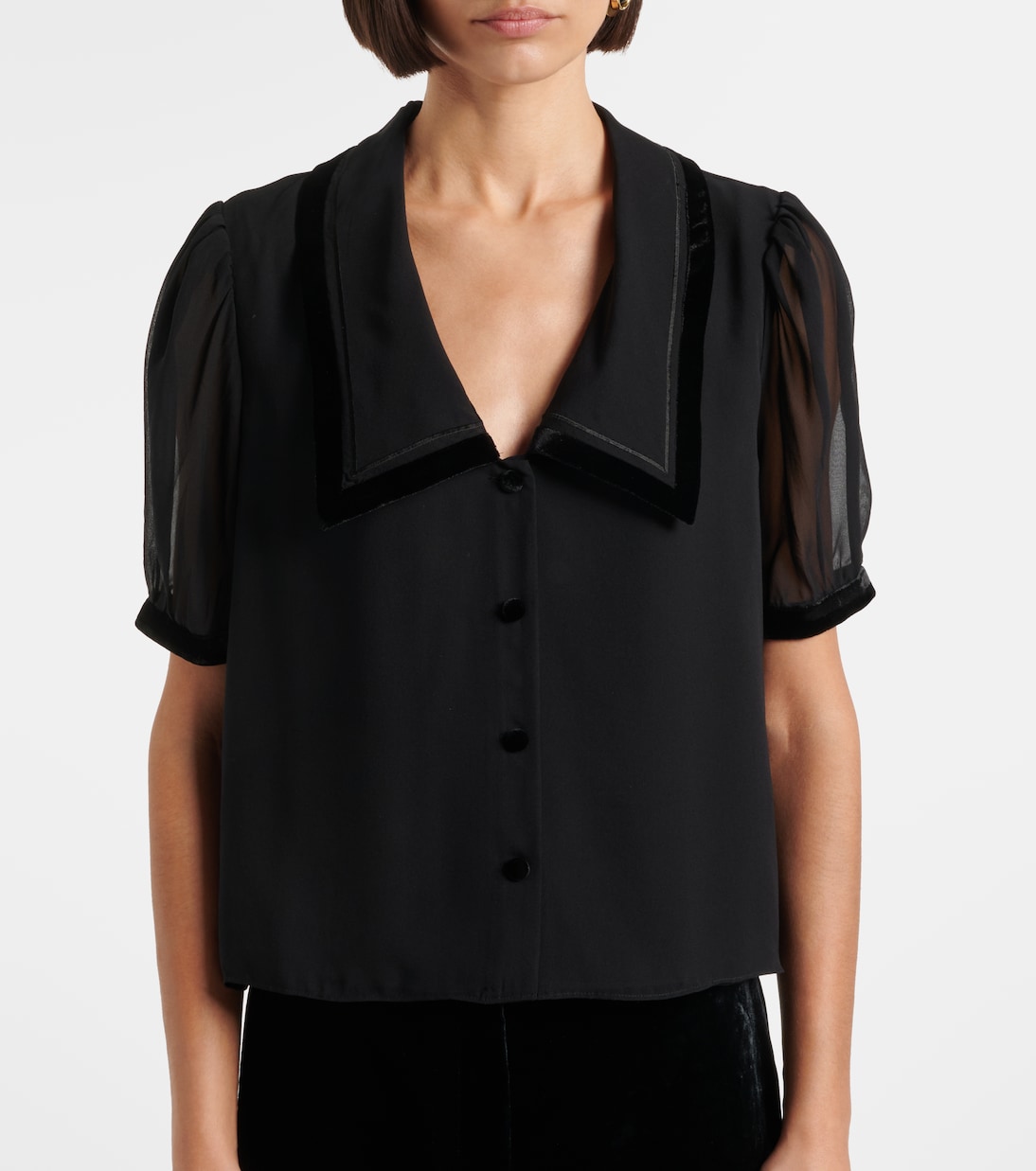 Blouse Sailor en soie et velours  | Frame