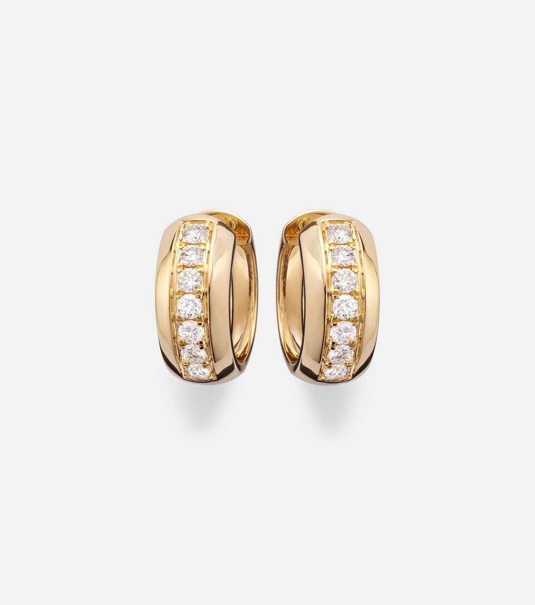 14kt gold huggie earrings with diamonds | Stone and Strand