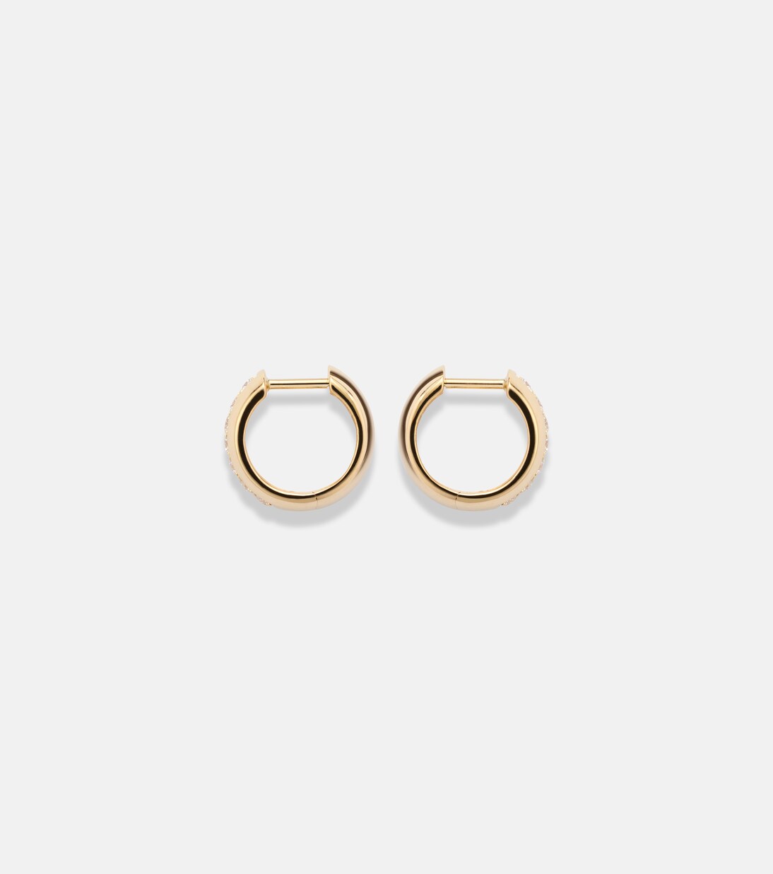 14kt gold huggie earrings with diamonds | Stone and Strand