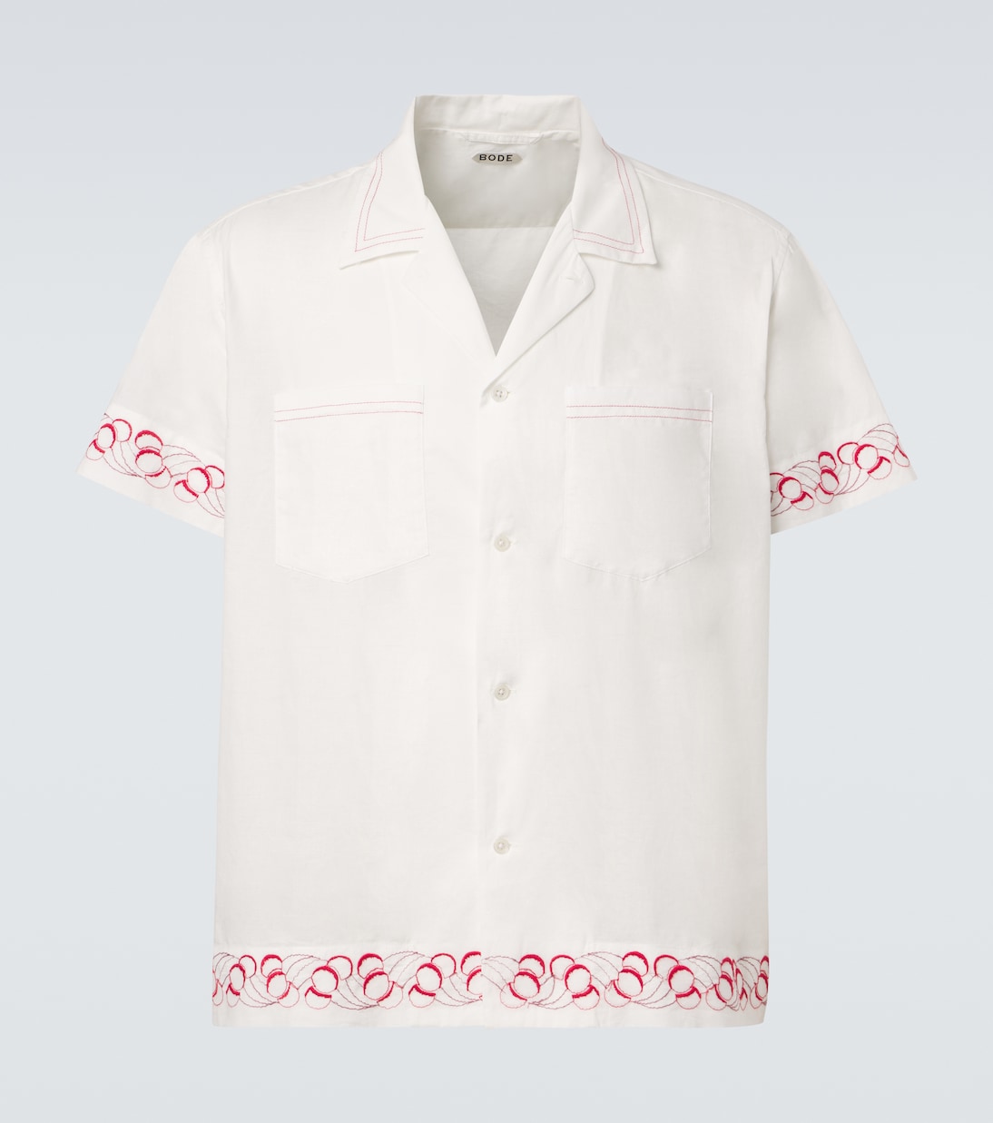 Embroidered cotton poplin bowling shirt | Bode