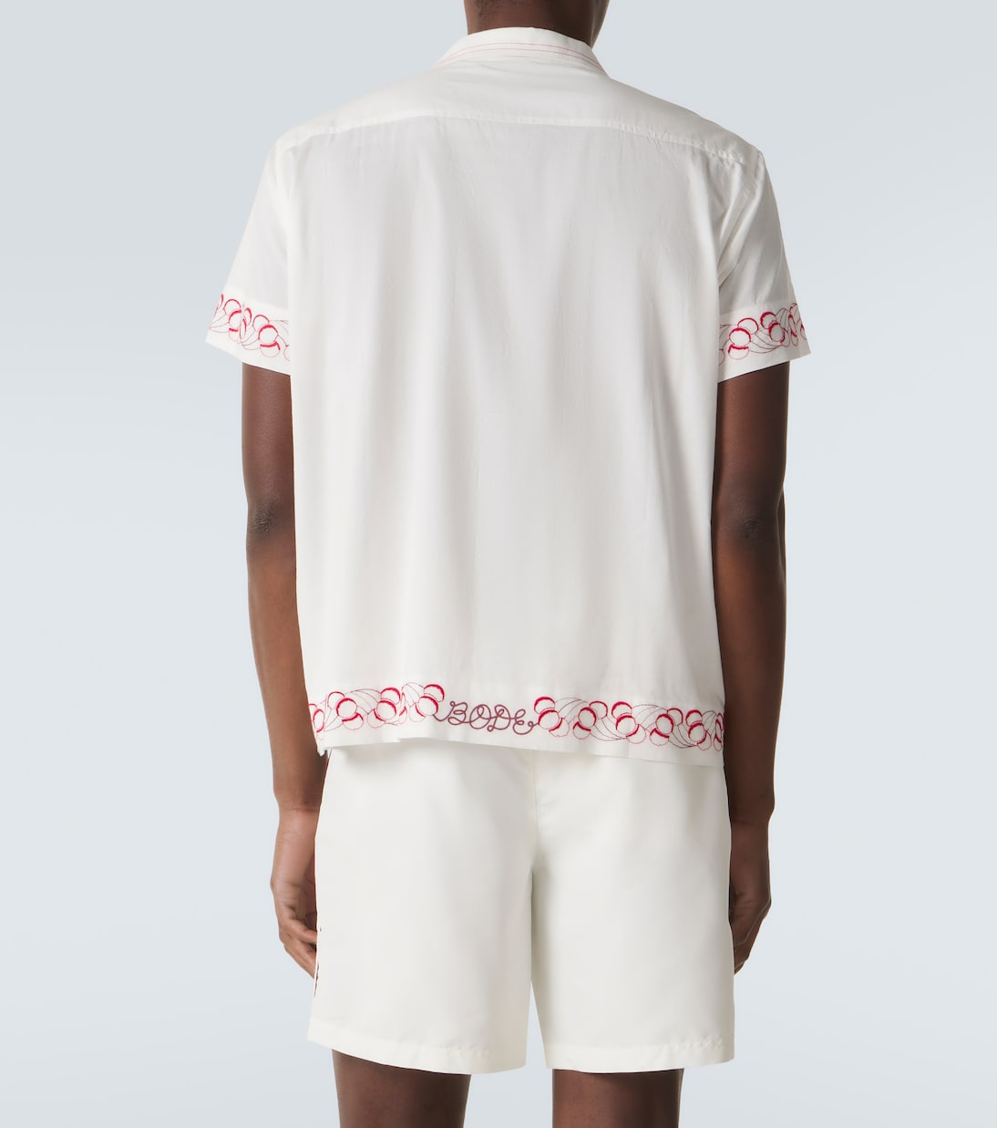 Embroidered cotton poplin bowling shirt | Bode