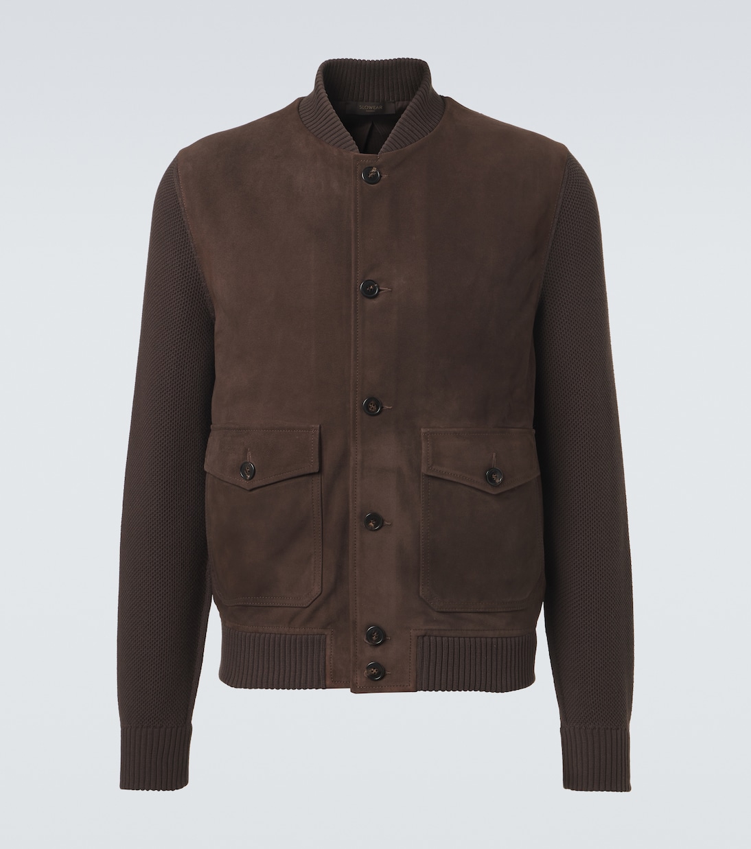 Cotton-trimmed suede bomber jacket | Slowear