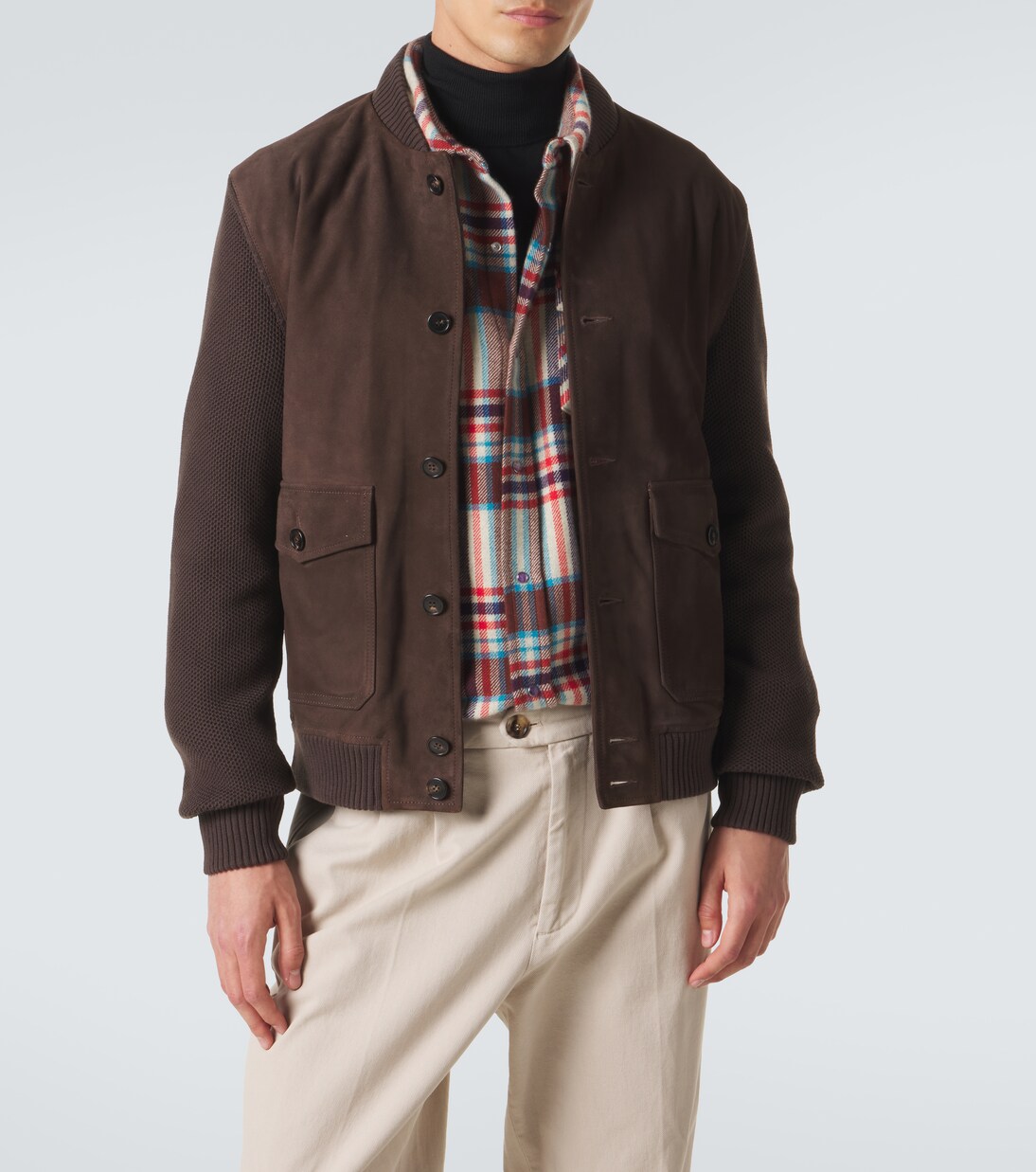 Cotton-trimmed suede bomber jacket | Slowear