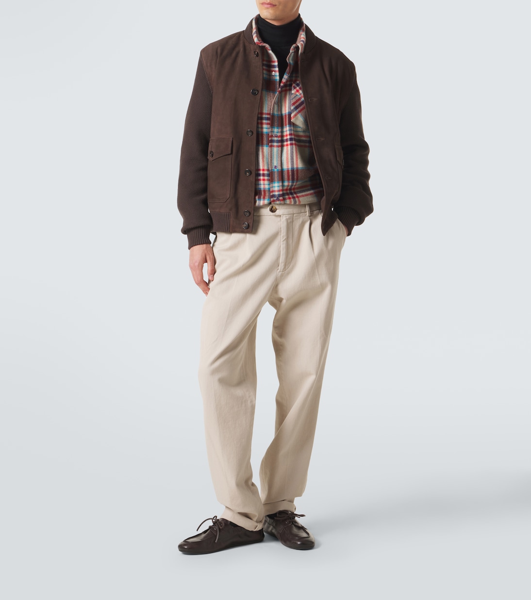 Cotton-trimmed suede bomber jacket | Slowear