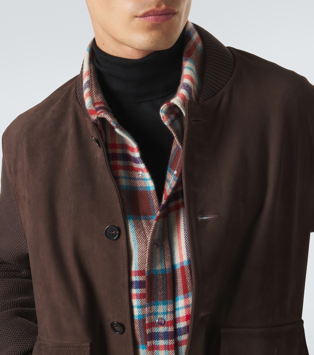 Cotton-trimmed suede bomber jacket | Slowear