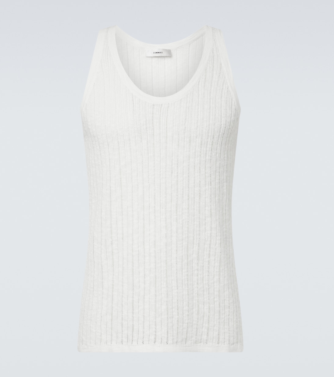 Pointelle cotton and linen tank top | Commas