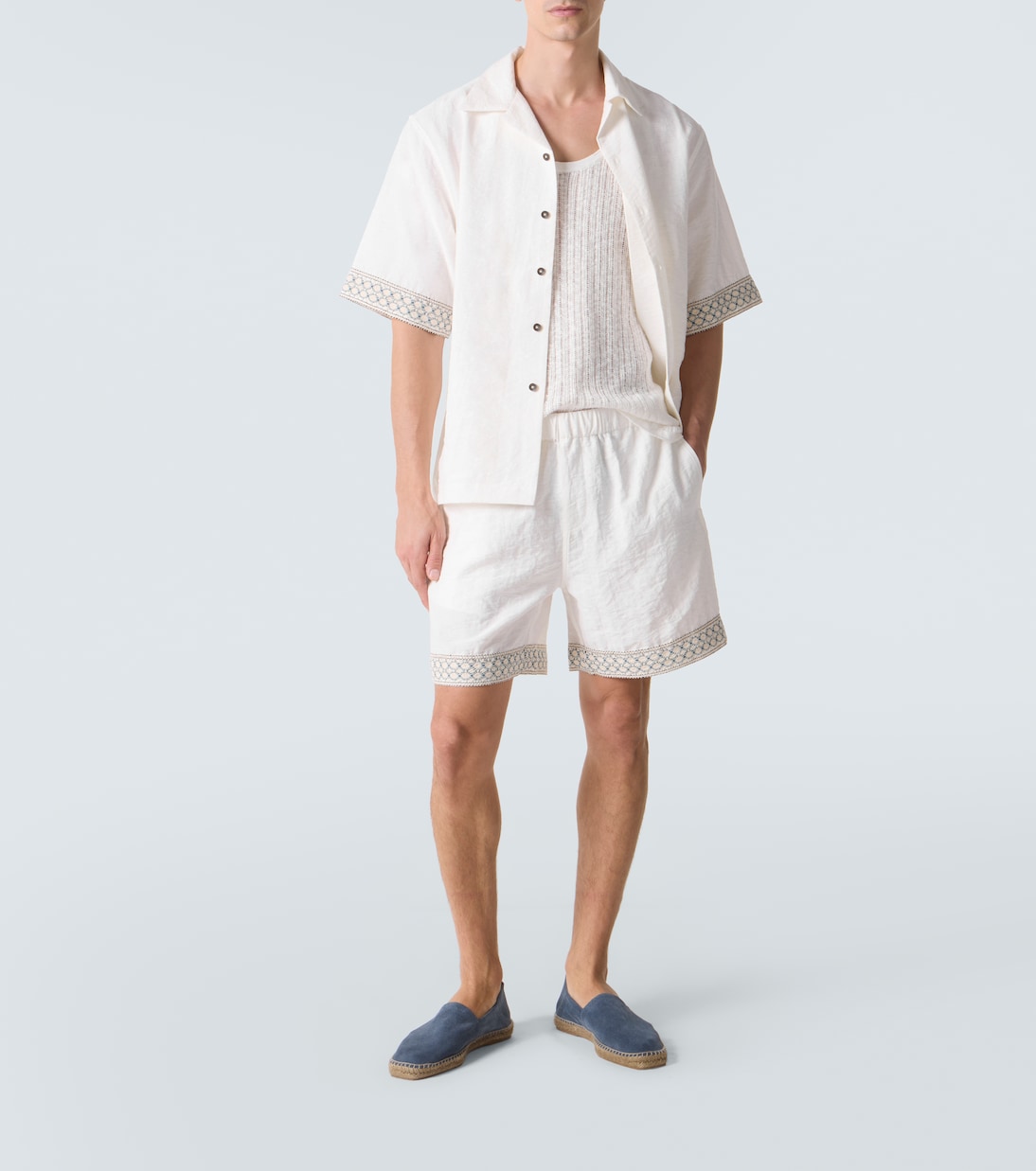 Pointelle cotton and linen tank top | Commas