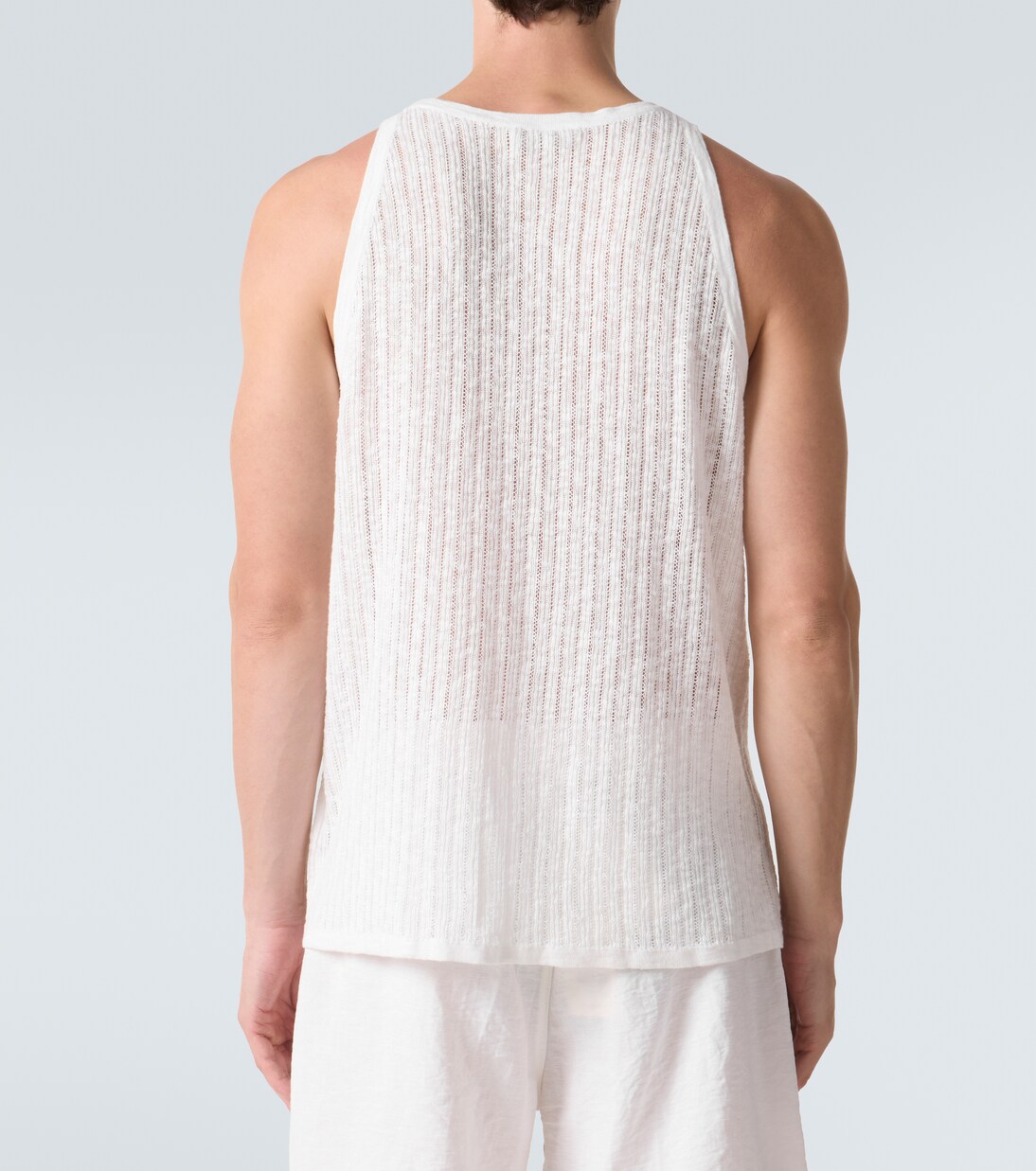 Pointelle cotton and linen tank top | Commas