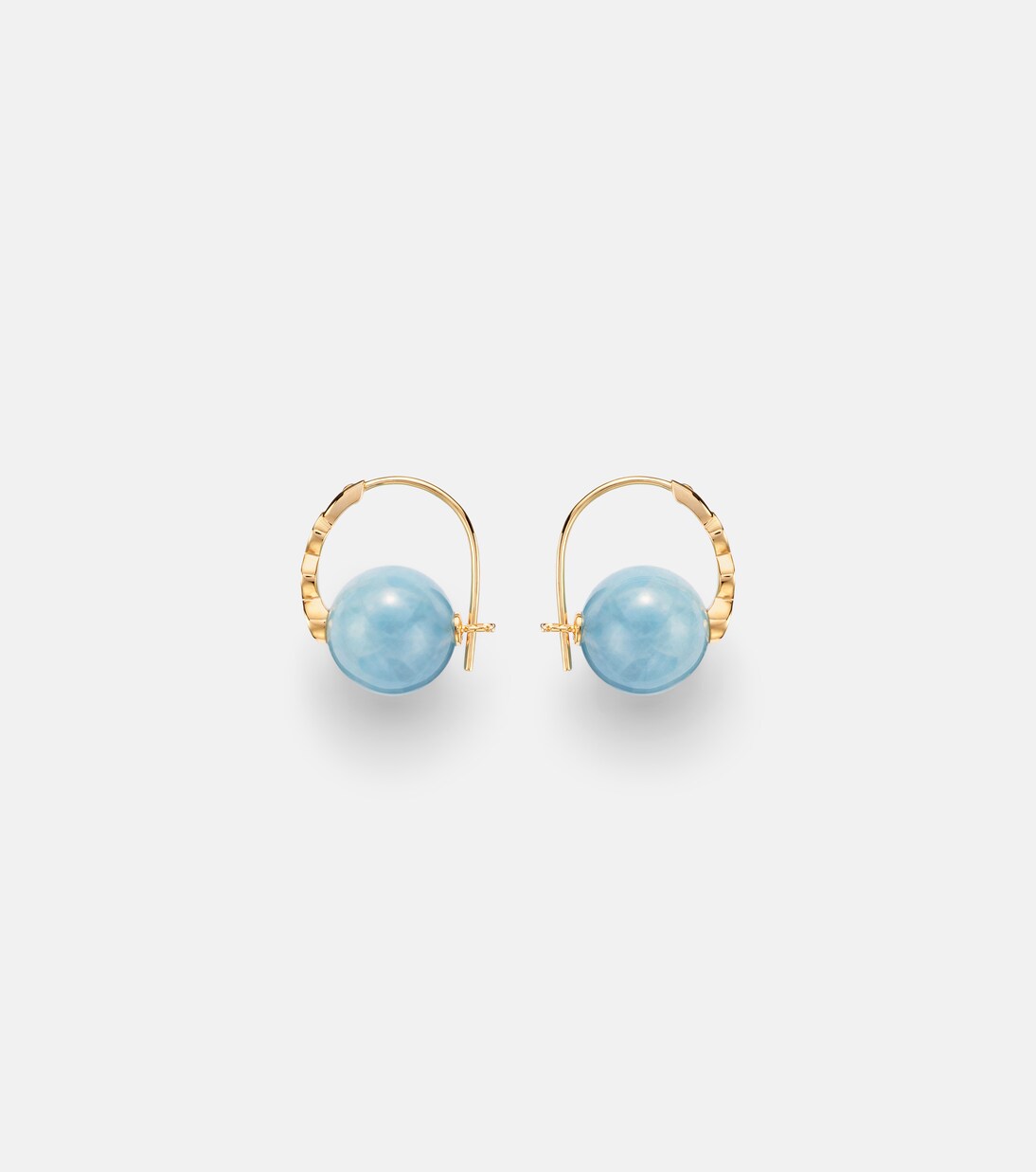 14kt gold (585/1000) earrings with diamonds and aquamarines | Sydney Evan