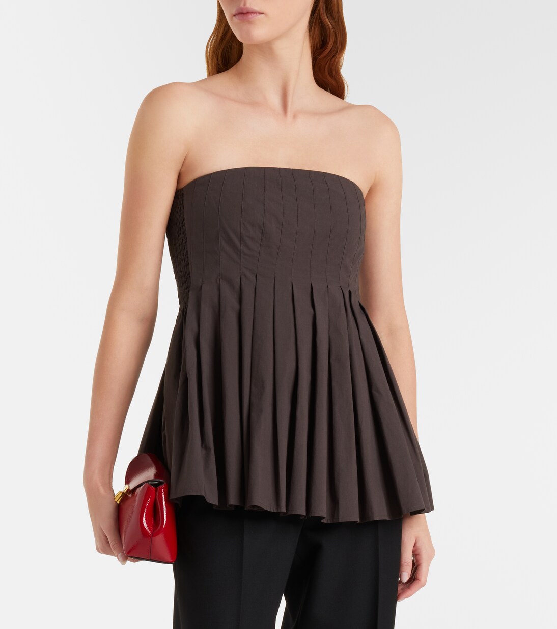 White Label Avine pleated peplum cotton top | Proenza Schouler