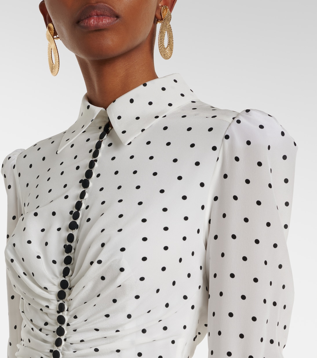 Robe chemise en soie à pois | Carolina Herrera