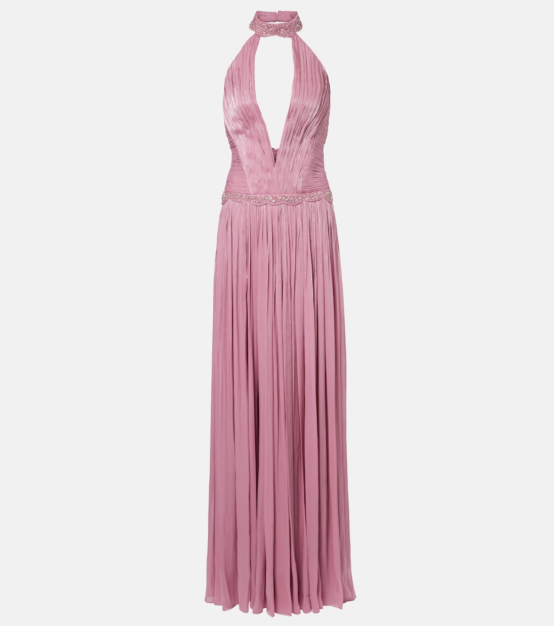 Juliette halterneck georgette lamé gown | Costarellos