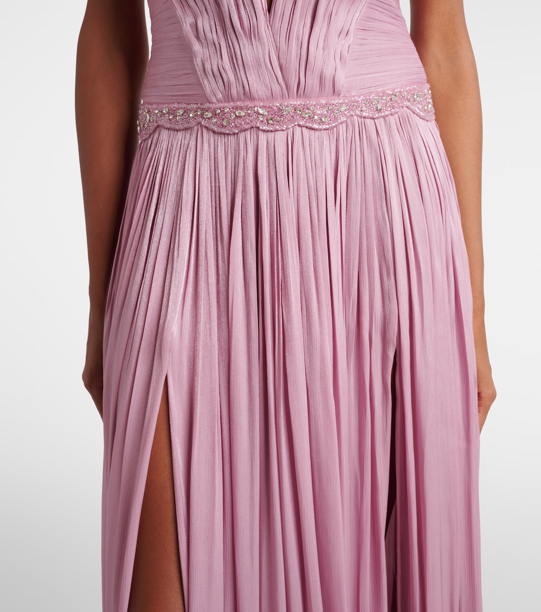Juliette halterneck georgette lamé gown | Costarellos
