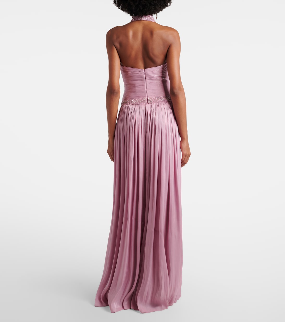 Juliette halterneck georgette lamé gown | Costarellos