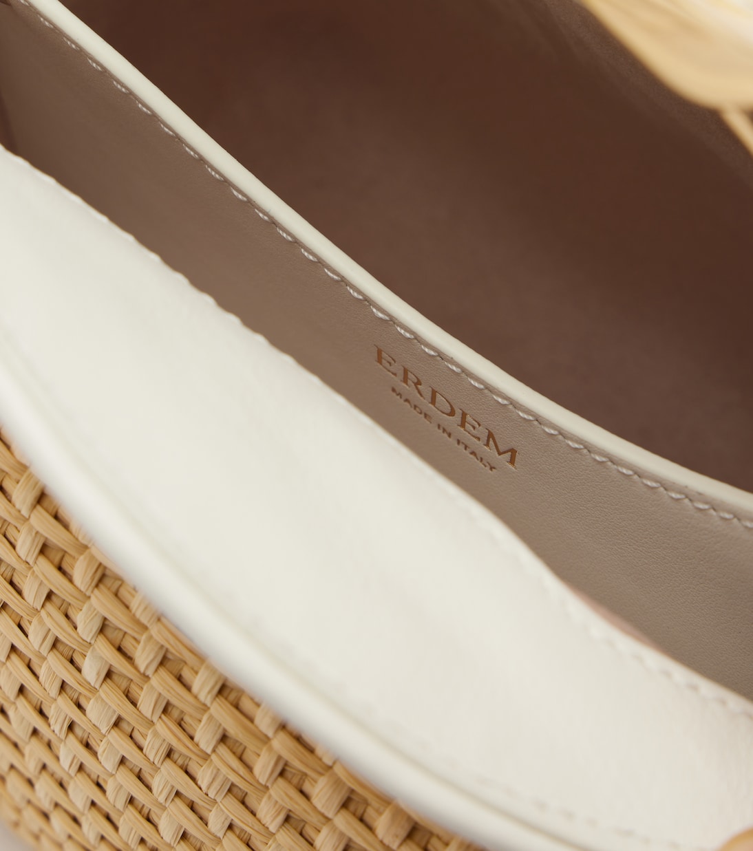 Henkeltasche Bloom Mini aus Raffiabast mit Leder | Erdem