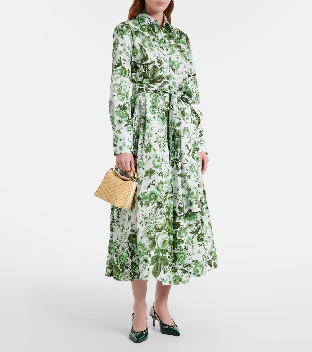 Henkeltasche Bloom Mini aus Raffiabast mit Leder | Erdem