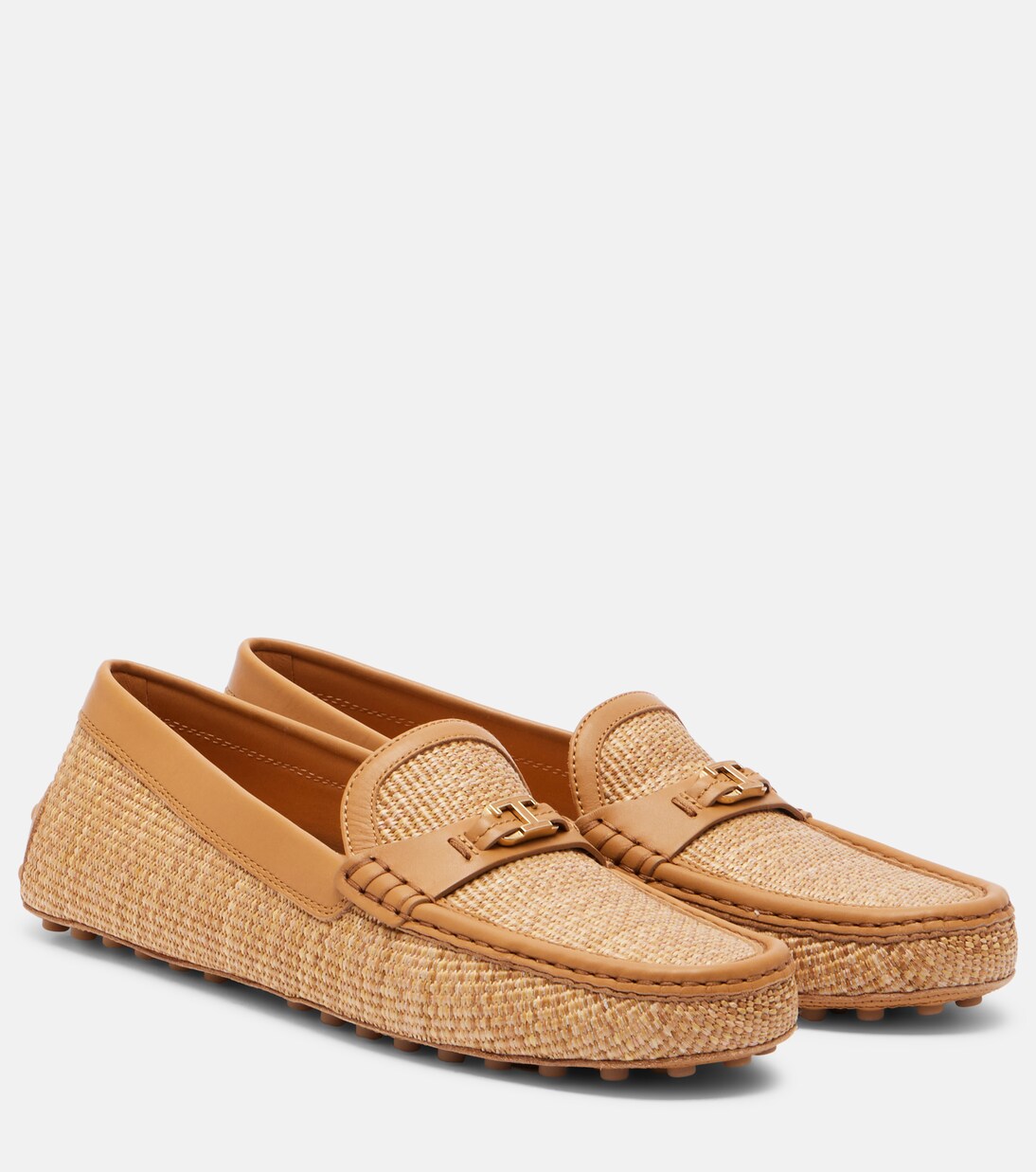 Gommino leather-trimmed raffia loafers | Tod's