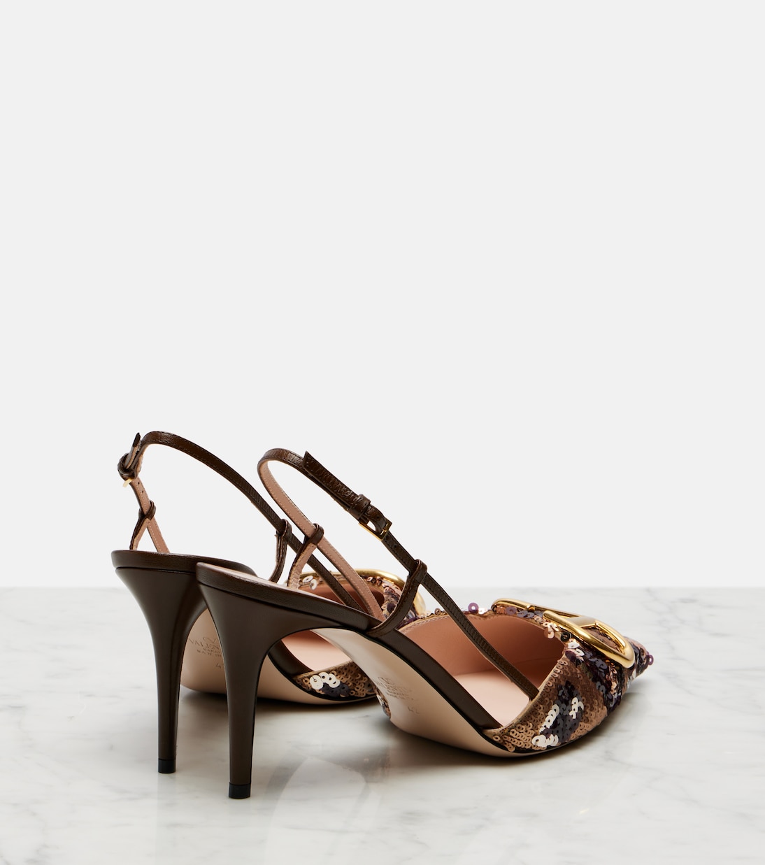 Signature VLogo sequined slingback pumps | Valentino Garavani