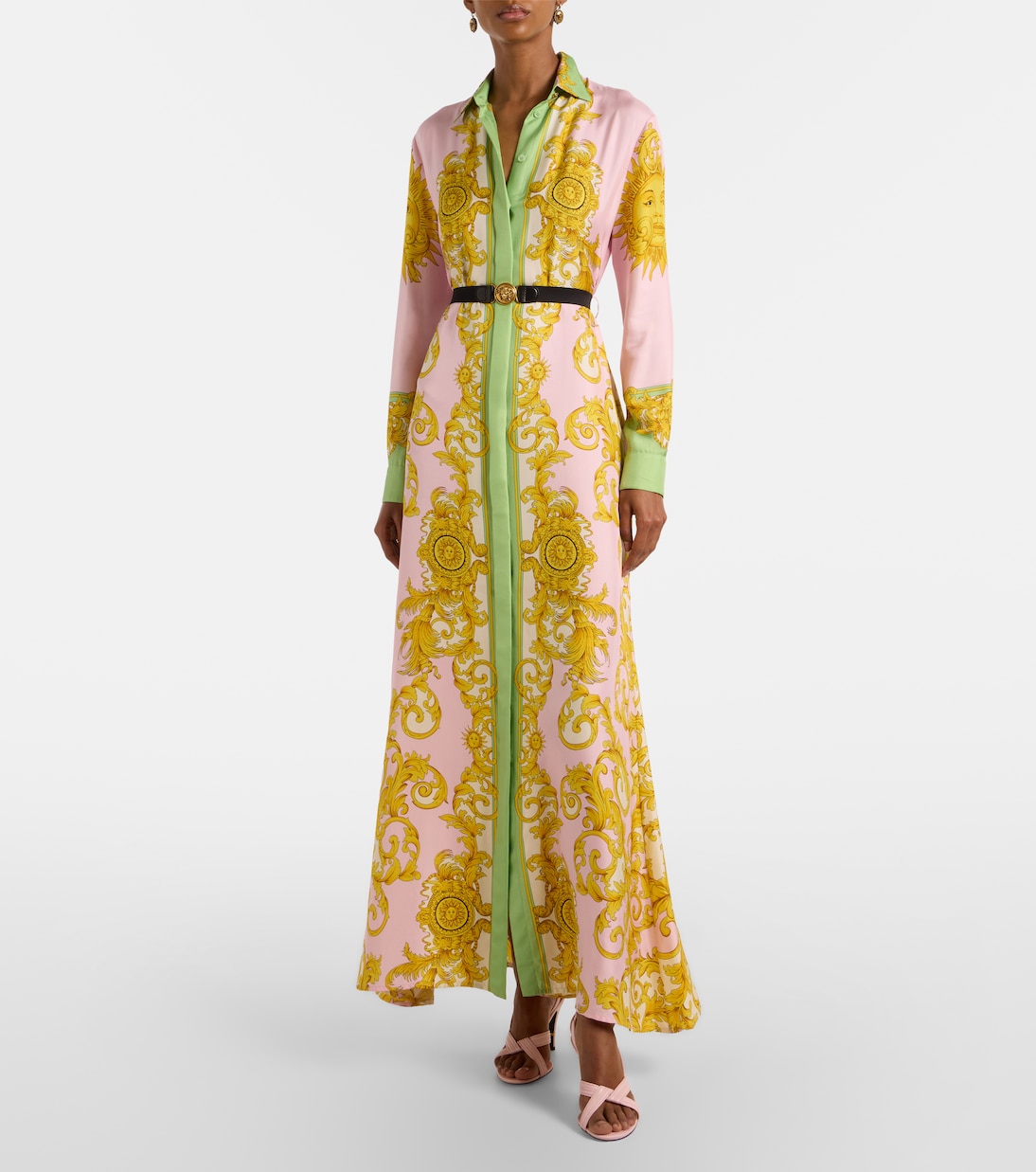 Printed silk twill shirt dress | Versace