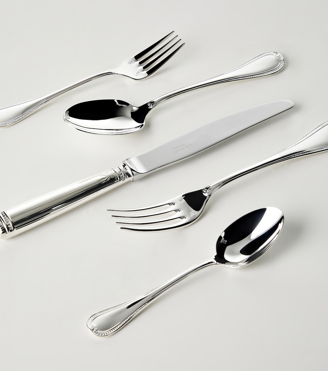Set de 5 couverts Malmaison en laiton plaqué argent | Christofle