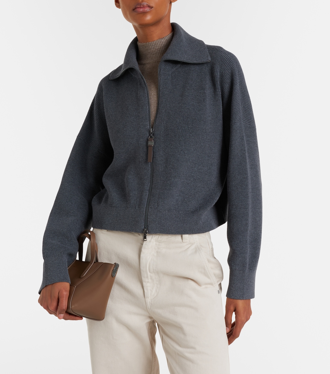 Cotton zip-up cardigan | Brunello Cucinelli